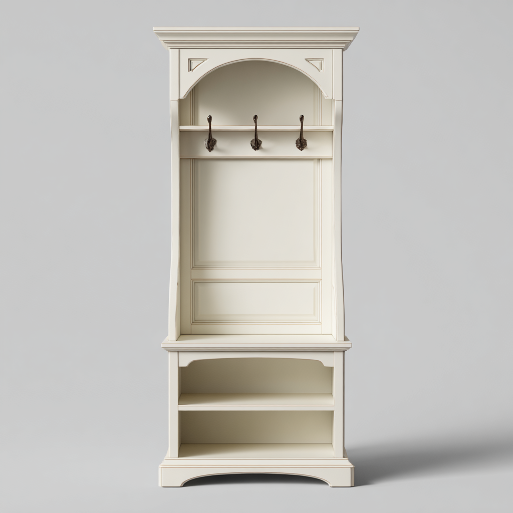 Garderobe - Holz Weiß 88x40x190 cm - Klassisches Design mit Haken und offener Schuhablage