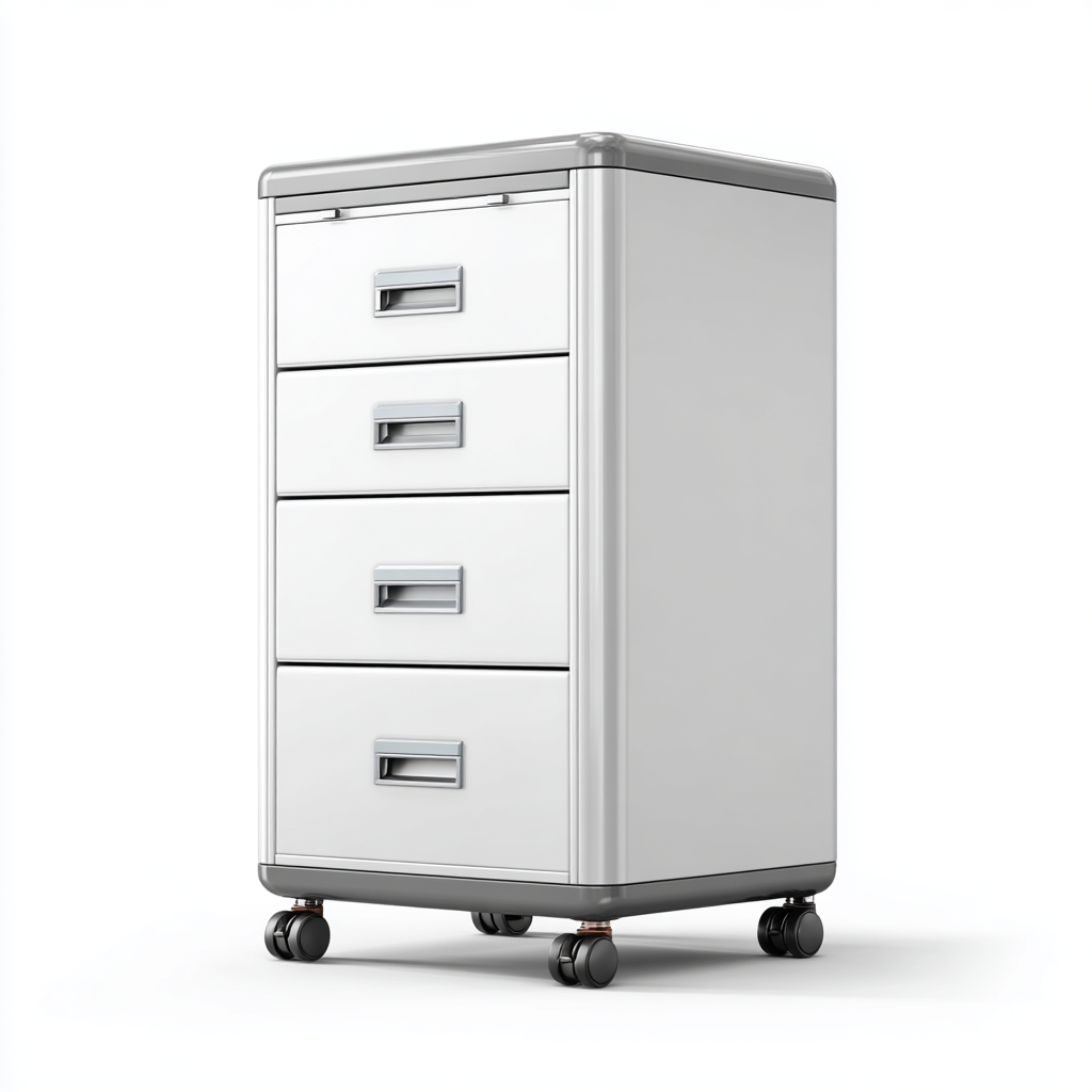 Aktenschrank Metall Grau/Weiß 48x40x88 cm mit Rollen 4 Schubladen Modern Funktionalität