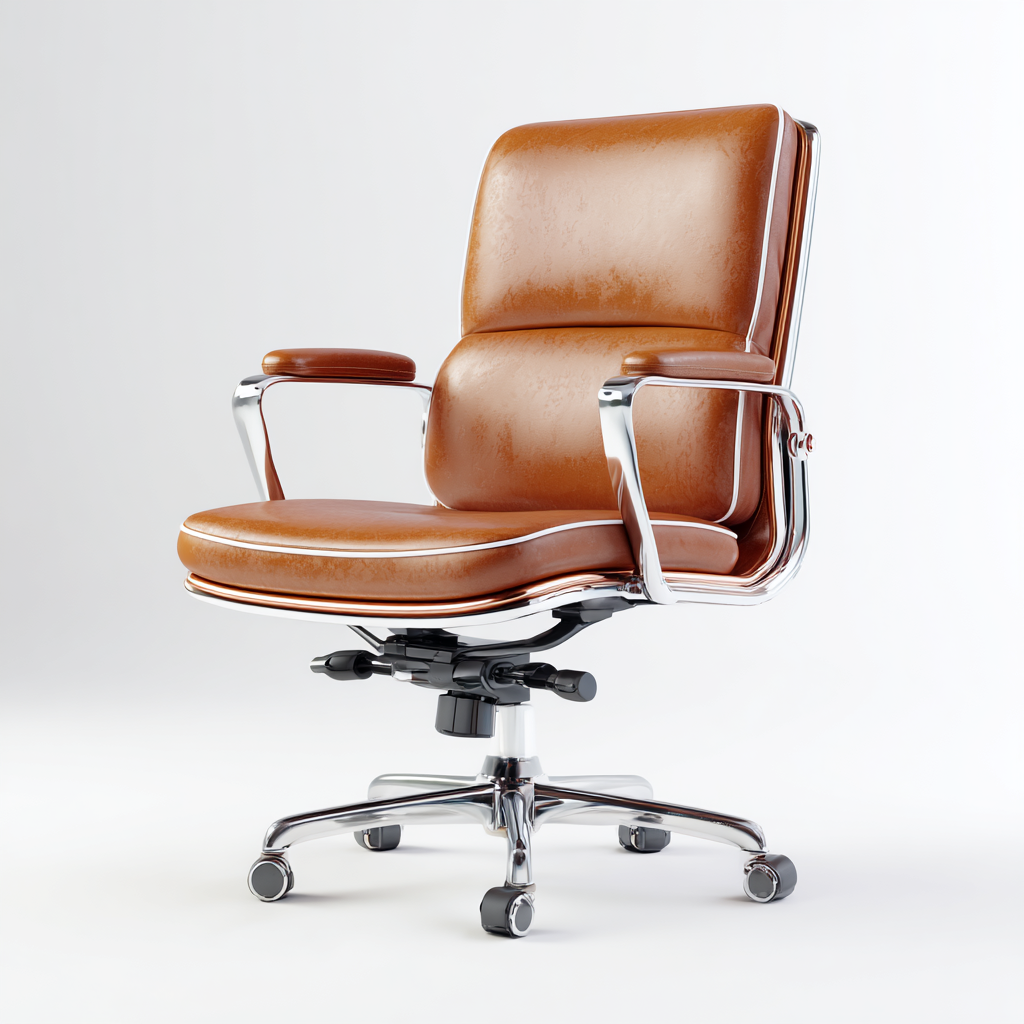 Bürostuhl Echtleder 70 x 65 x 112 cm Braun Ergonomisch Höhenverstellbar mit Rollen