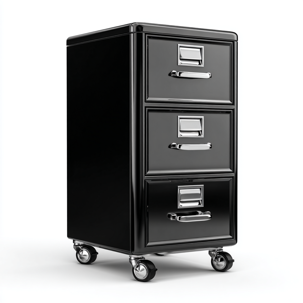 Aktenschrank Metall Schwarz 3 Schubladen 47x43x95 cm Klassisch mit Rollen