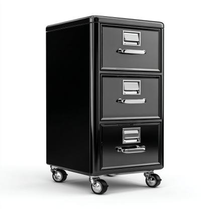 Aktenschrank Metall Schwarz 3 Schubladen 47x43x95 cm Klassisch mit Rollen