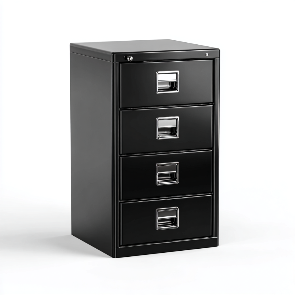 Aktenschrank Metall Schwarz 4 Schubladen 46x62x132 cm Modern Büro