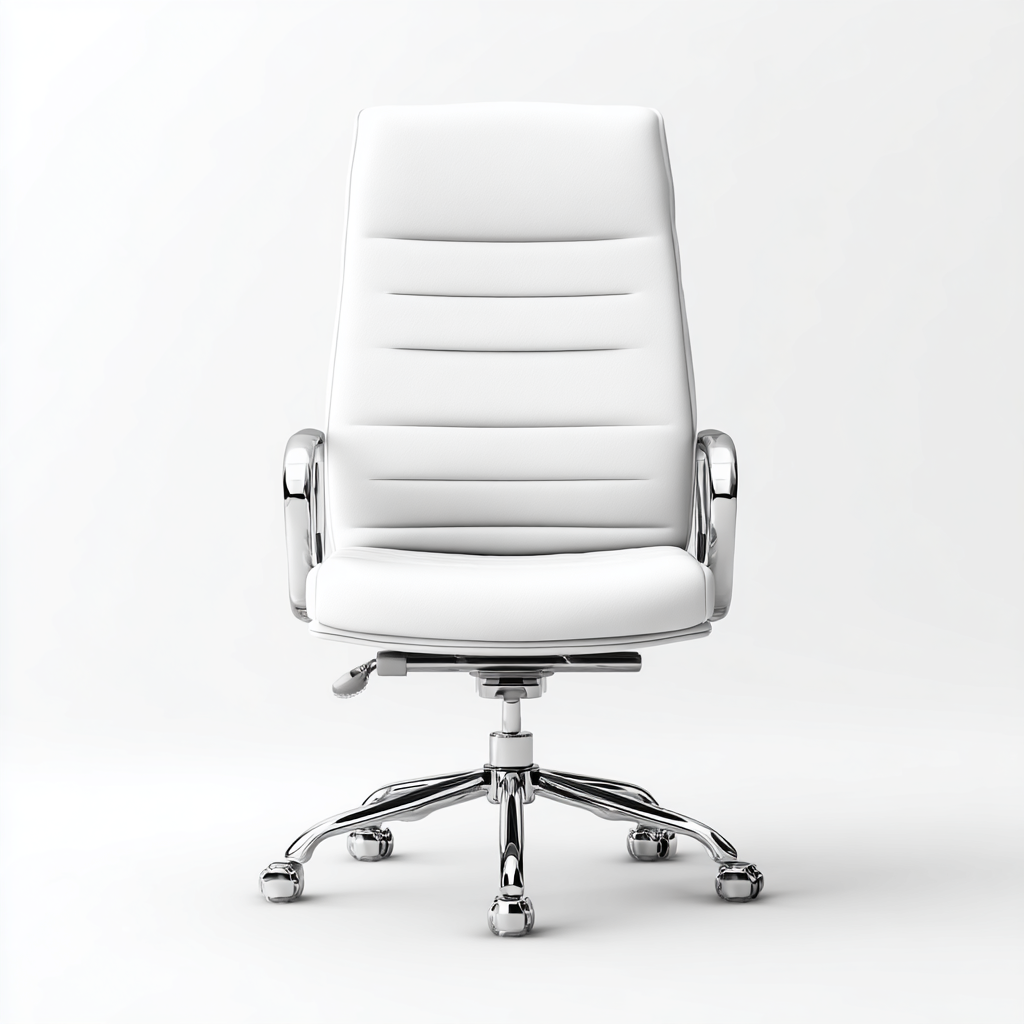 Bürostuhl - Kunstleder - 60x62x110 cm - Weiß - Ergonomisch mit hoher Rückenlehne, verchromten Armlehnen und Rollen-Shelterota