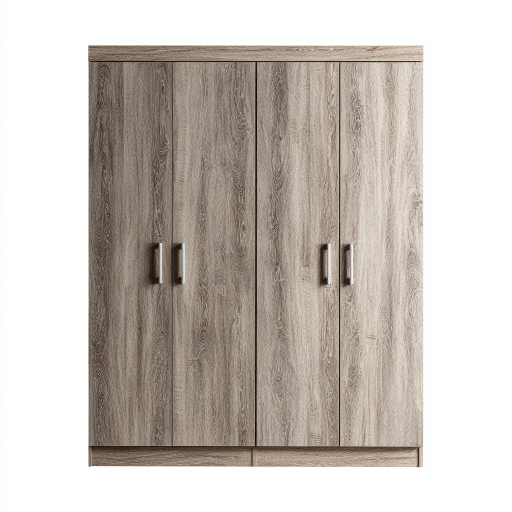 Kleiderschrank Holz 200x180x60 cm Eiche Modern mit 4 Türen