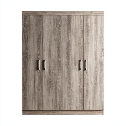 Kleiderschrank Holz 200x180x60 cm Eiche Modern mit 4 Türen