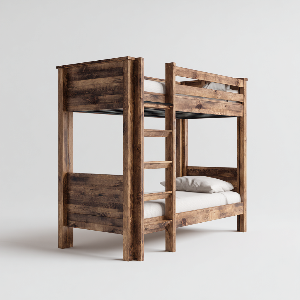 Etagenbett Massivholz Dunkelbraun Mit Leiter 200x100x170cm Rustikal