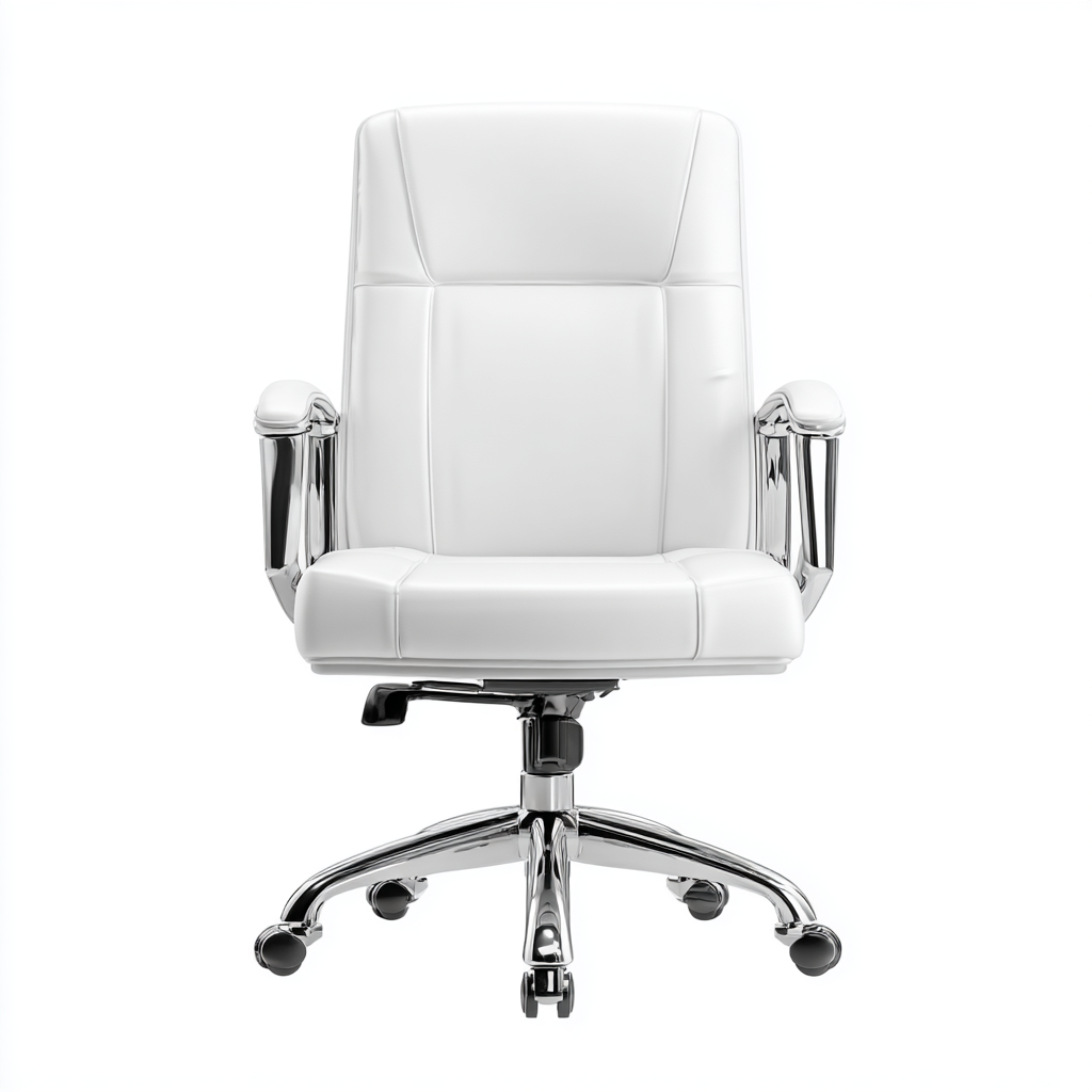 Bürostuhl - Kunstleder - 63x70x108 cm - Weiß - Ergonomisch mit Armlehnen und Rollen