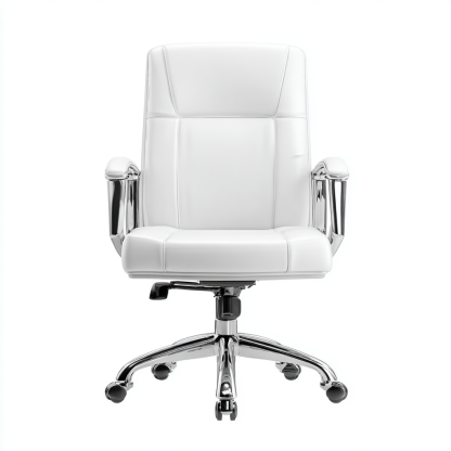 Bürostuhl - Kunstleder - 63x70x108 cm - Weiß - Ergonomisch mit Armlehnen und Rollen