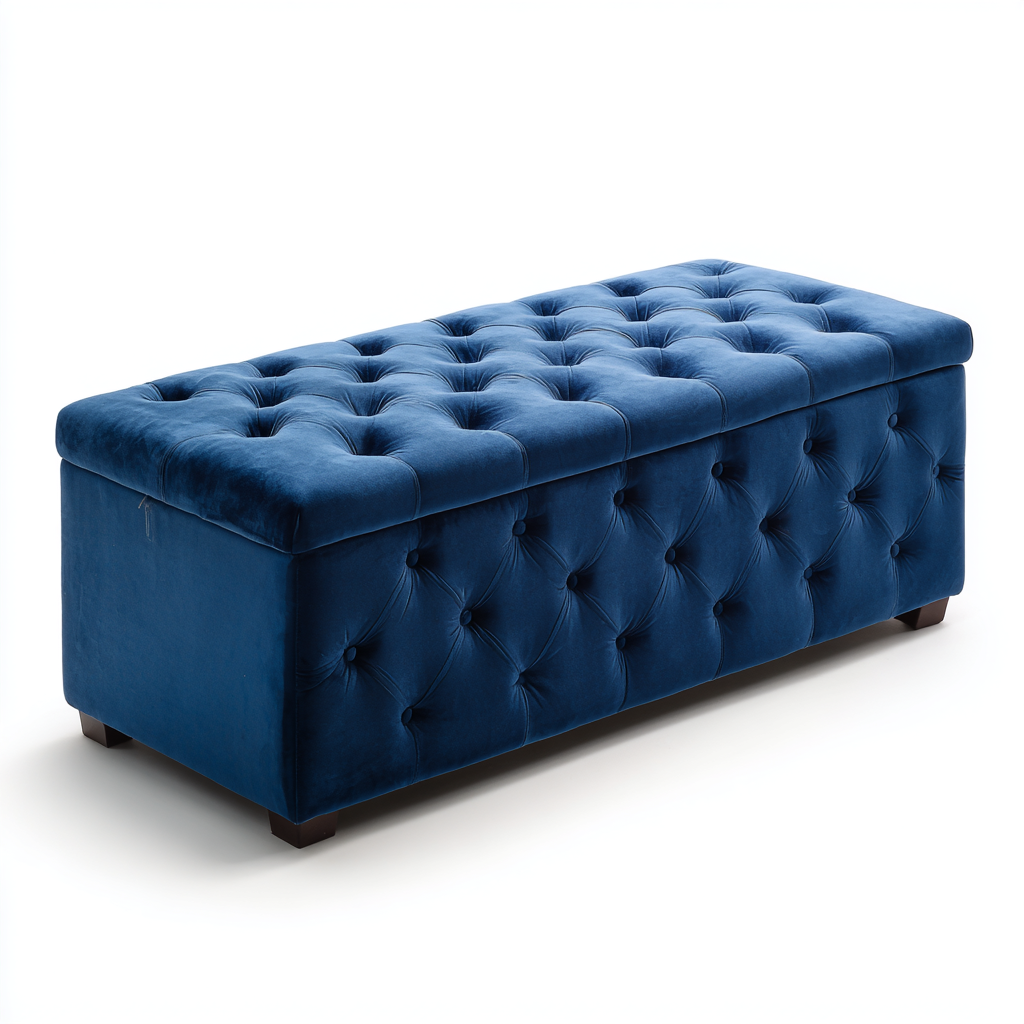 Bank Polster 110x45x48 cm Samt Blau Modern