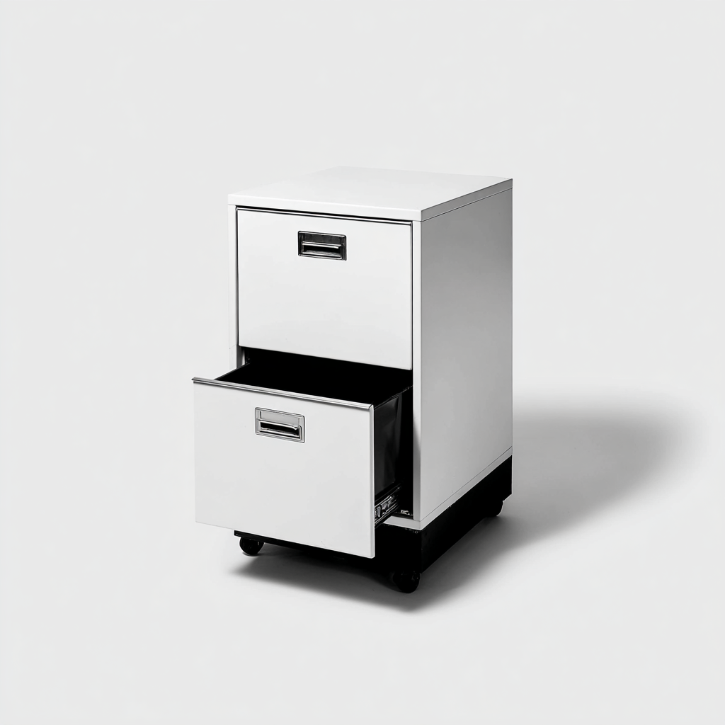 Aktenschrank Metall 50x40x60 cm Weiß-Schwarz - auf Rollen mit 2 Schubladen für Hängeregister modern