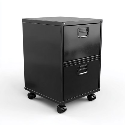 Aktenschrank Stahl 45 x 40 x 70 cm Schwarz Zwei Schubladen mit Rollen