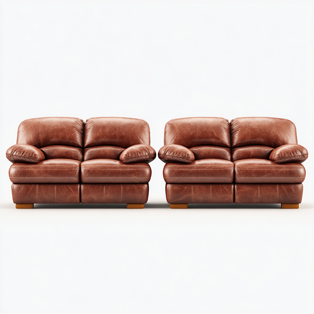 Sofagarnitur Leder 2-Sitzer 162x96x92 cm Braun Klassisch Komfort