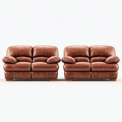 Sofagarnitur Leder 2-Sitzer 162x96x92 cm Braun Klassisch Komfort