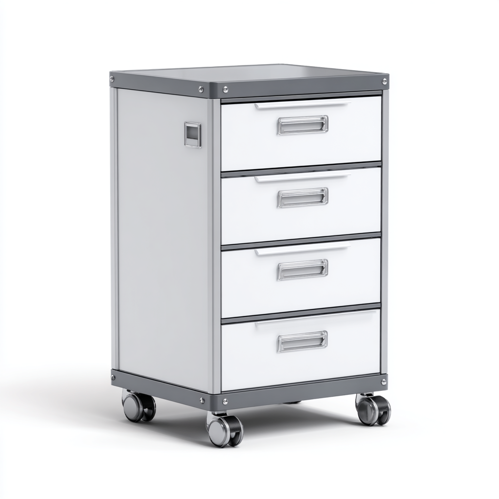 Aktenschrank Metall Grau/Weiß 50x40x85 cm mit Rollen 4 Schubladen Modern Funktionalität