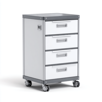 Aktenschrank Metall Grau/Weiß 50x40x85 cm mit Rollen 4 Schubladen Modern Funktionalität