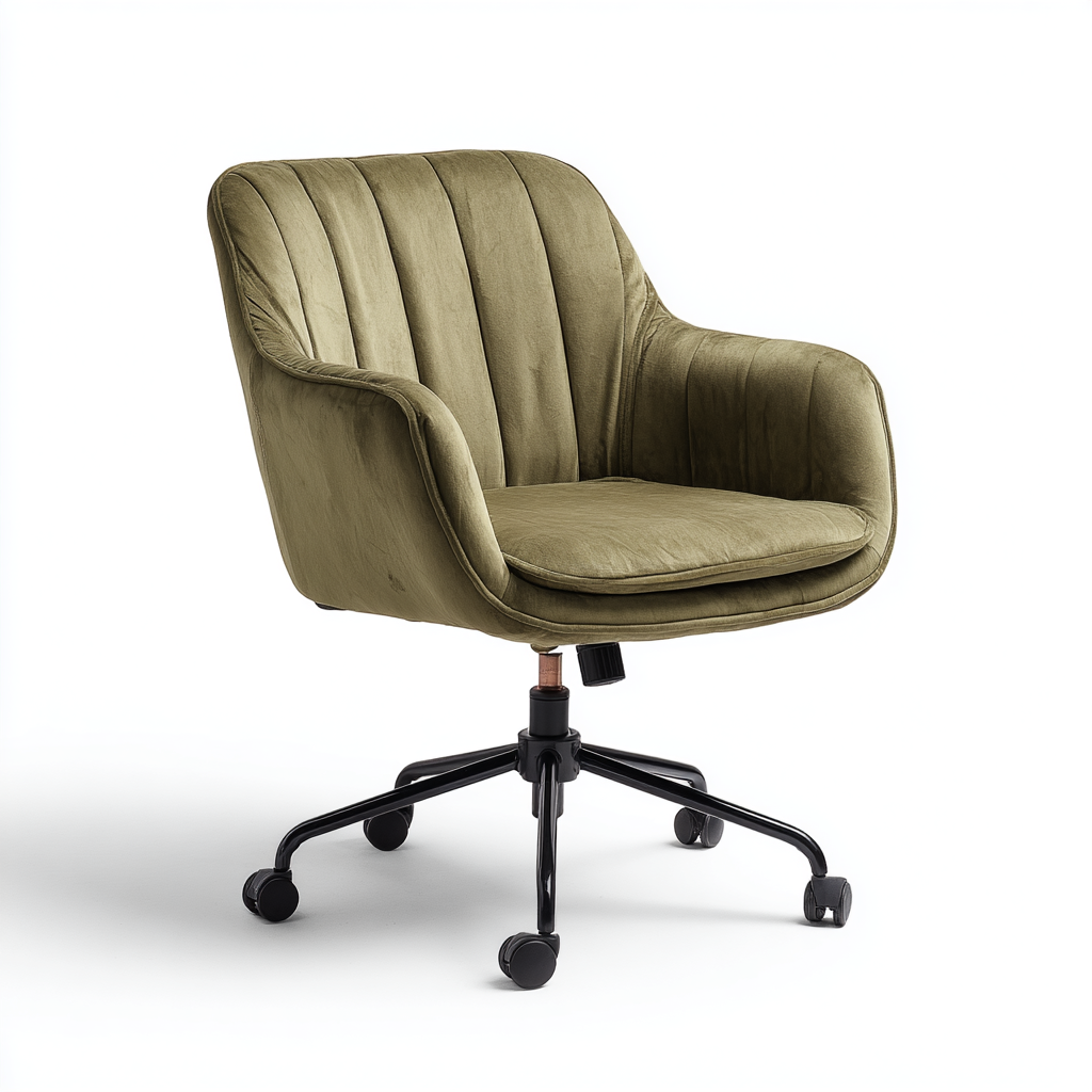 Bürostuhl Samt 65 x 63 x 90 cm Olivgrün Drehbar mit Armlehnen und Rollen