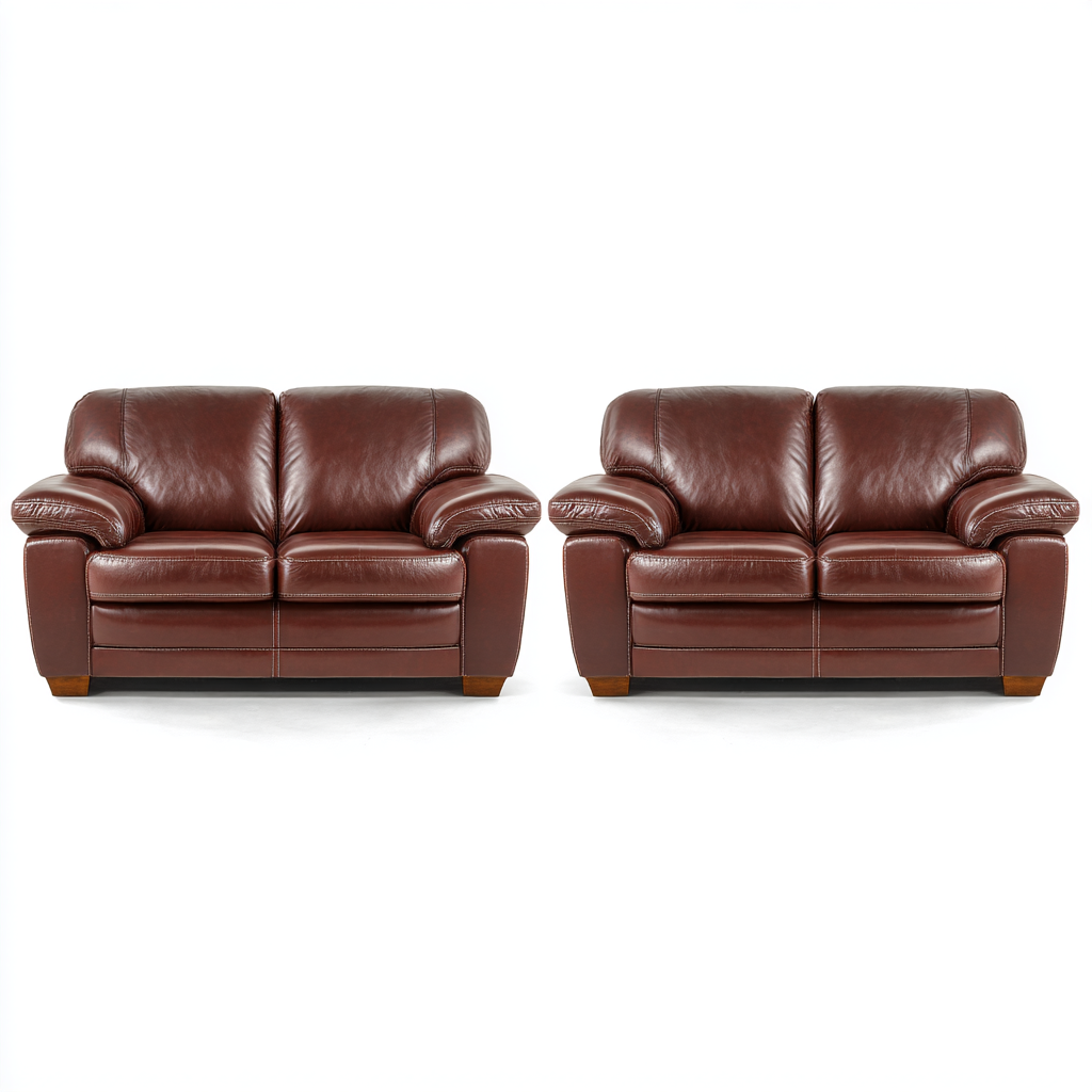 Sofagarnitur Leder 2-Sitzer 160x95x90 cm Dunkelbraun Klassisch Komfort