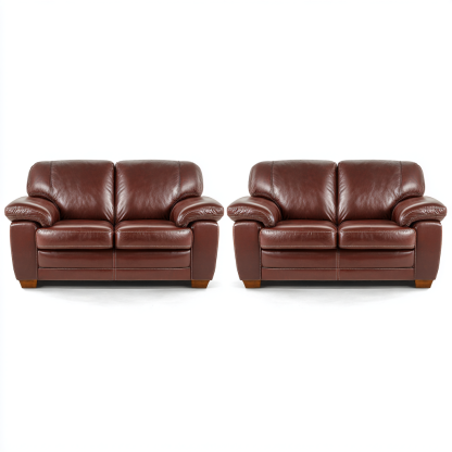 Sofagarnitur Leder 2-Sitzer 160x95x90 cm Dunkelbraun Klassisch Komfort