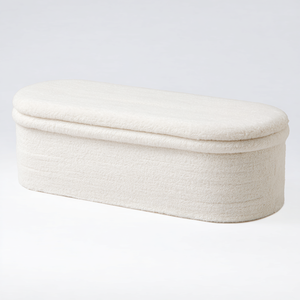 Bank Sitzbank mit Stauraum Strukturstoff 120x45x46 cm Weiß Modernes Design