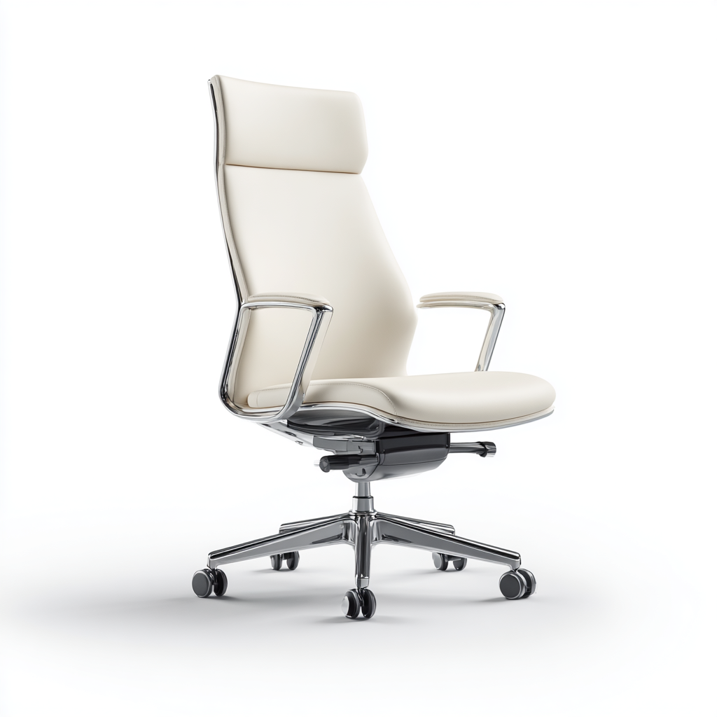 Bürostuhl - Kunstleder - 64x72x118 cm - Weiß - Ergonomisch mit hoher Rückenlehne und Rollen