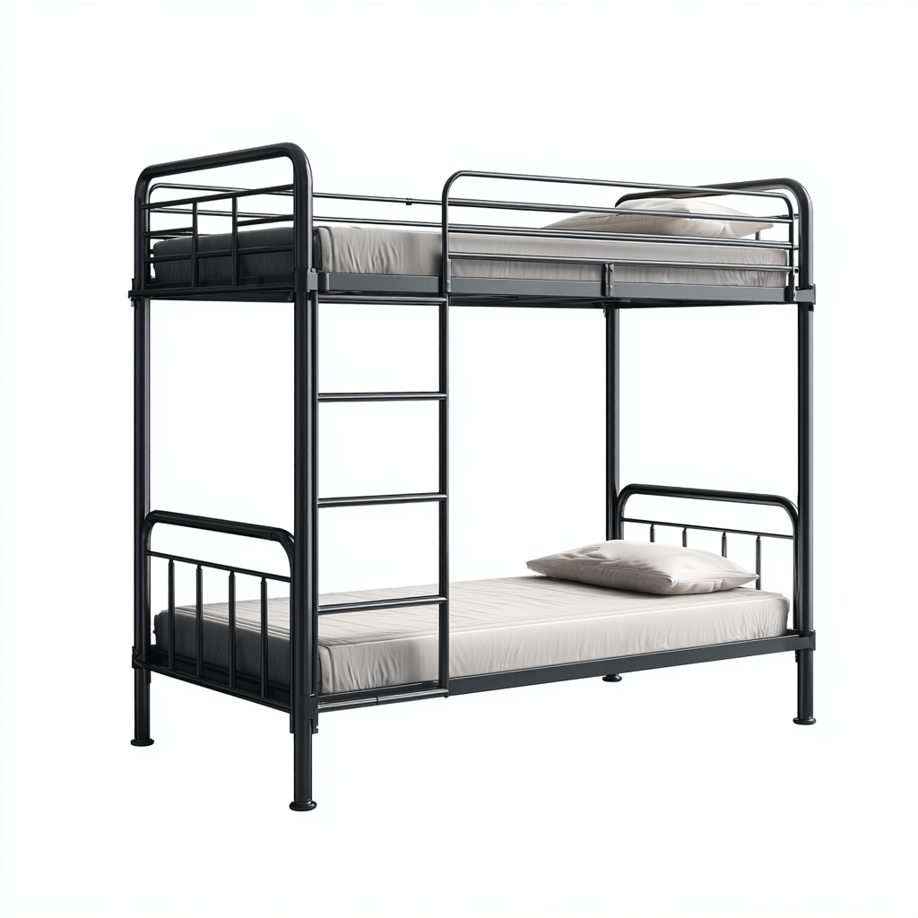 Etagenbett Modern 200x100x185 cm Metall Schwarz mit Leiter