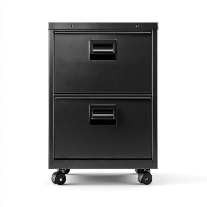 Aktenschrank Stahl 46 x 40 x 72 cm Schwarz Zwei Schubladen mit Rollen