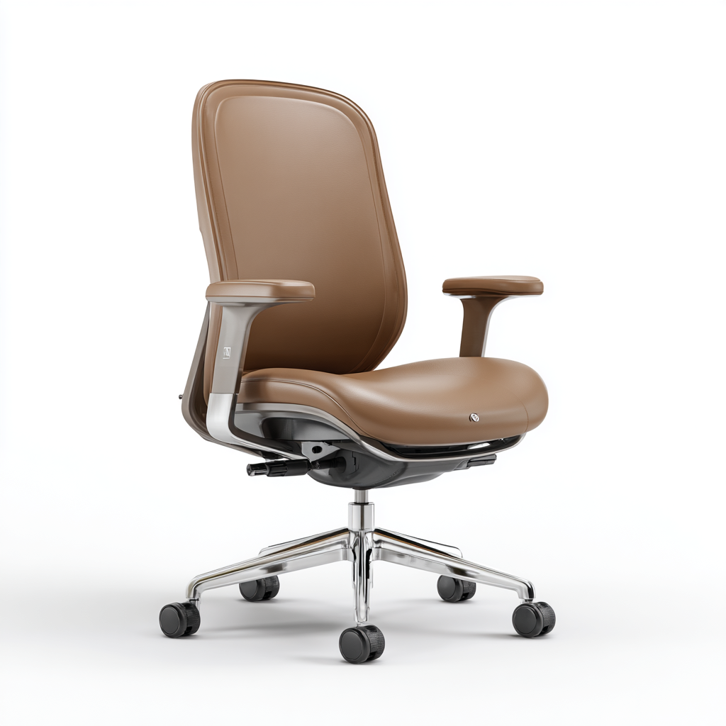 Bürostuhl Kunstleder 70 x 65 x 110 cm Hellbraun Ergonomisch Drehbar mit Rollen