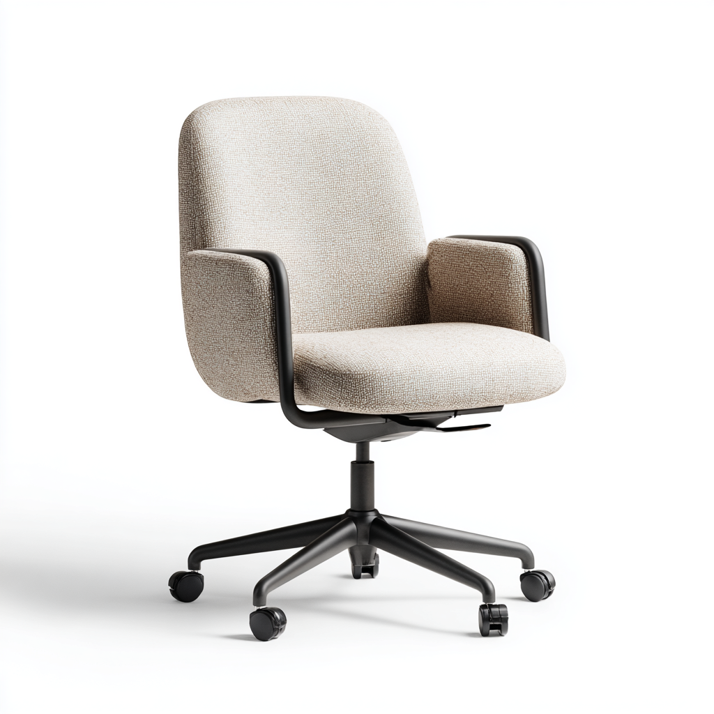 Bürostuhl Stoff 65 x 60 x 95 cm Beige Ergonomisch mit Armlehnen und Rollen