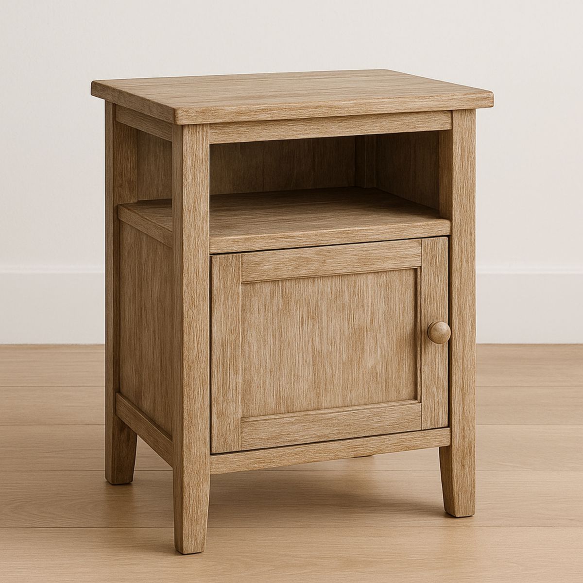 Table de nuit bois 1 porte 1 étagère 45x35x60 cm-Pureverdeaura