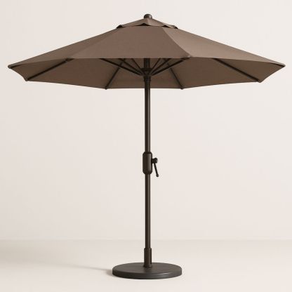 Parasol Rond 300 cm en Polyester avec Mât en Acier Réglable Marron-Pureverdeaura