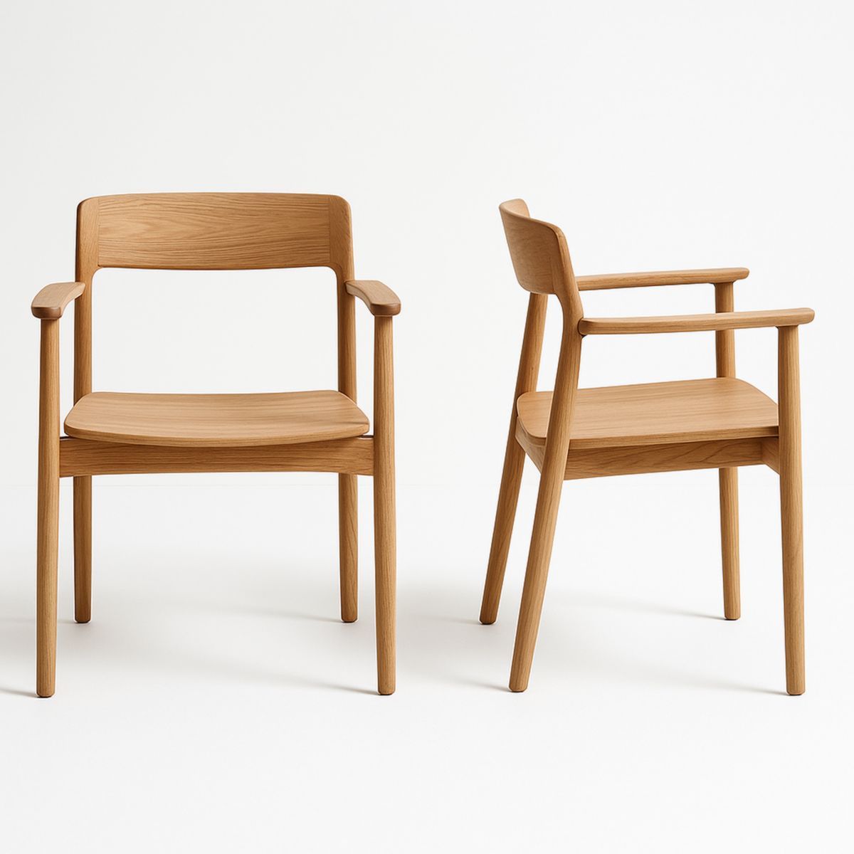 Chaise en Bois de Chêne avec Accoudoirs Hauteur 80 cm, Lot de 2-Pureverdeaura