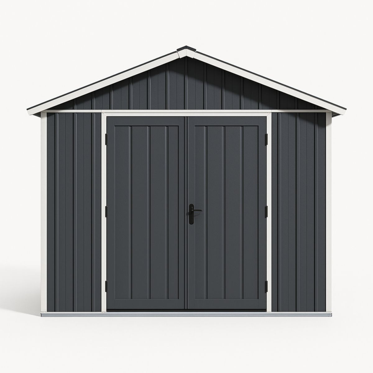 Abri de Jardin en Acier Gris Anthracite 258x200x178 cm avec Toit à Double Pente-Pureverdeaura