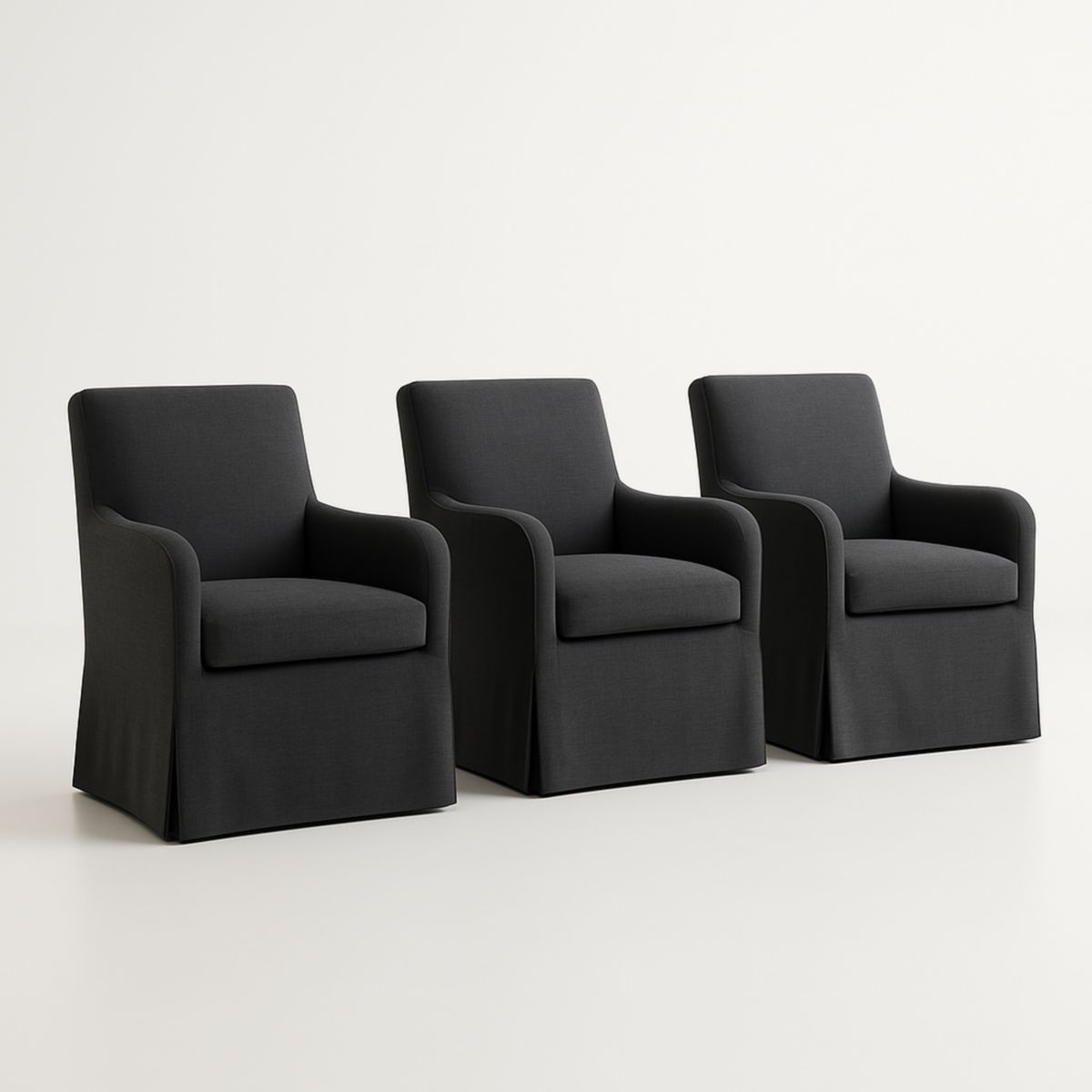 Ensemble de 3 fauteuils en tissu gris foncé-Pureverdeaura