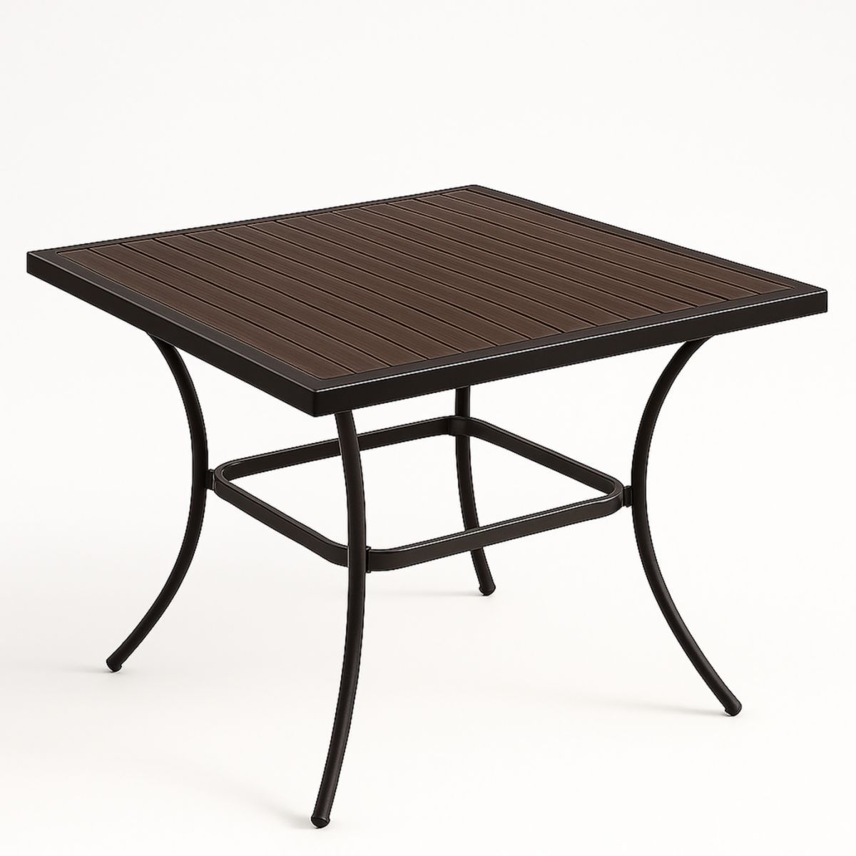 Table carrée extérieure composite bois métal 90x90x75cm-Pureverdeaura