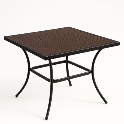 Table carrée extérieure composite bois métal 90x90x75cm-Pureverdeaura