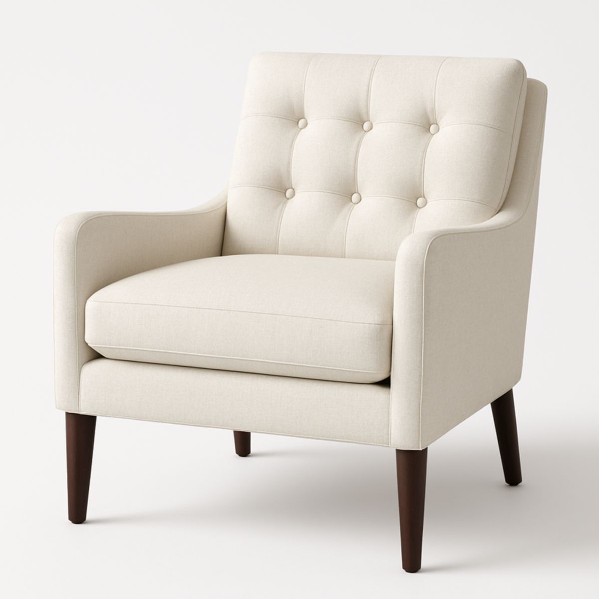 Fauteuil en tissu crème avec pieds en bois, largeur 75 cm x profondeur 80 cm x hauteur 85 cm-Pureverdeaura