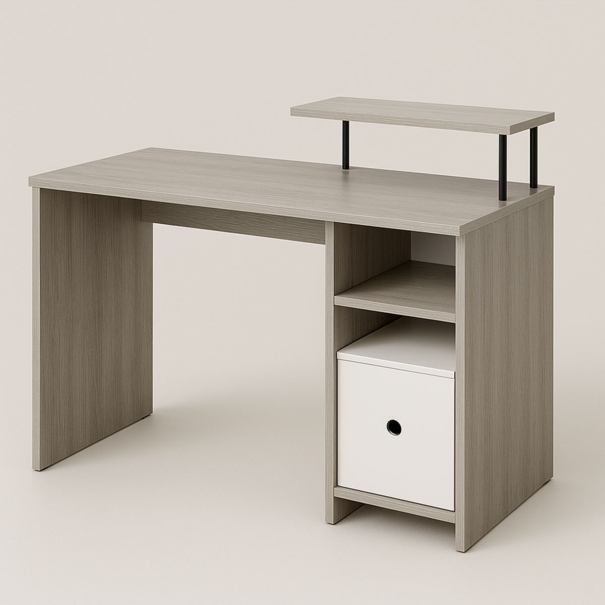 Bureau rectangulaire avec étagère intégrée en bois aggloméré 120x60x75 cm-Pureverdeaura