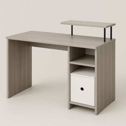 Bureau rectangulaire avec étagère intégrée en bois aggloméré 120x60x75 cm-Pureverdeaura