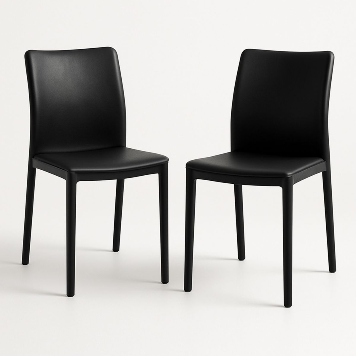 Ensemble de chaises noires en simili cuir 2 pièces-Pureverdeaura