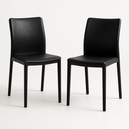 Ensemble de chaises noires en simili cuir 2 pièces-Pureverdeaura