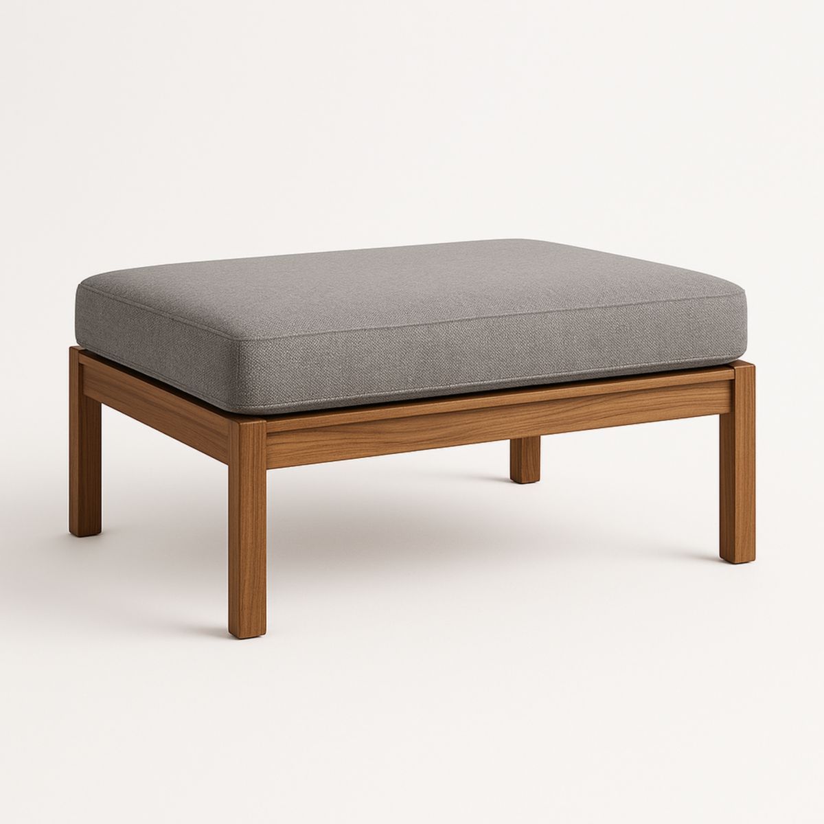 Tabouret en bois avec coussin en tissu polyester gris 100x55x40 cm-Pureverdeaura