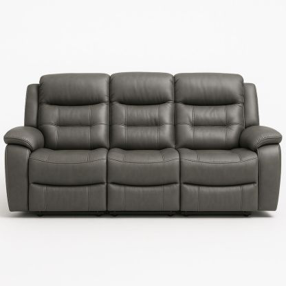 Canapé 3 Places Gris Foncé Similicuir 210x98x102 cm-Pureverdeaura