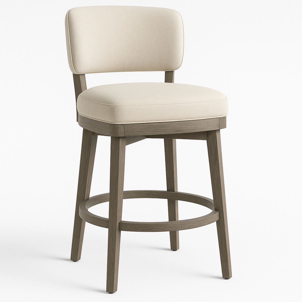 Tabouret de Bar en Bois avec Assise Pivotante Hauteur 110 cm Crème Chêne-Pureverdeaura