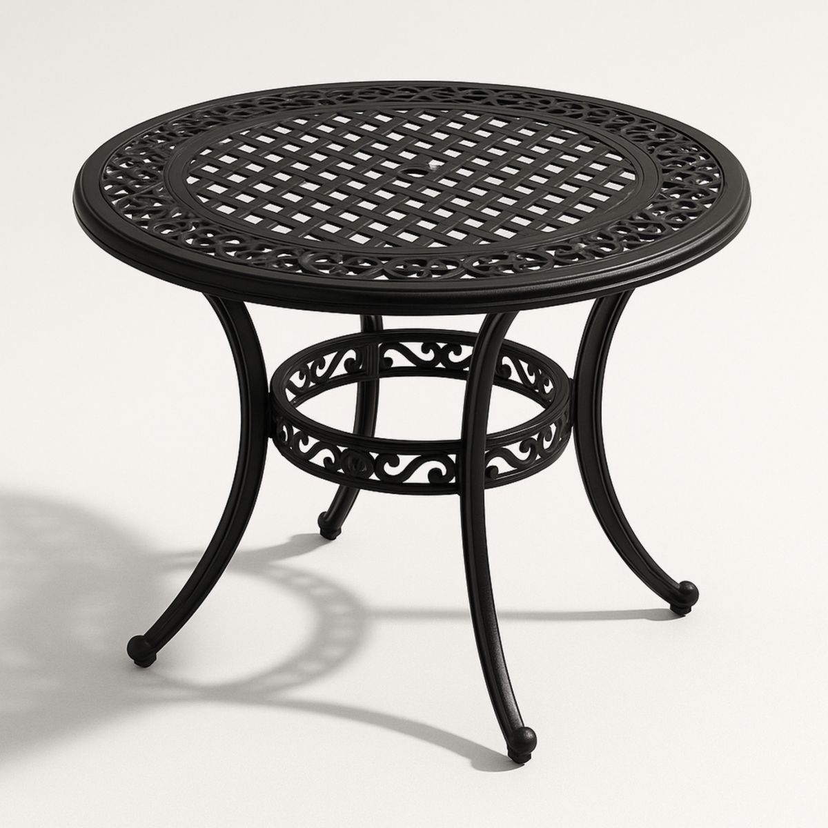 Table ronde en aluminium noir pour extérieur diamètre 90 cm-Pureverdeaura