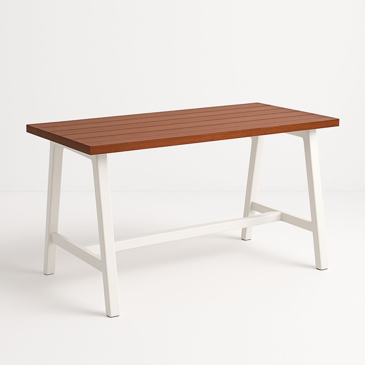 Table de jardin rectangle 150 cm bois d'acacia métal blanc-Pureverdeaura