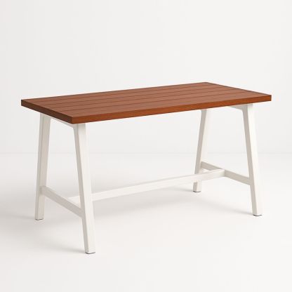 Table de jardin rectangle 150 cm bois d'acacia métal blanc-Pureverdeaura