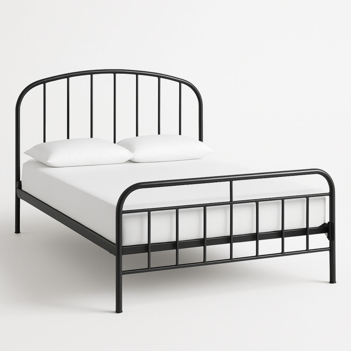 Lit métallique double noir 200x150 cm-Pureverdeaura