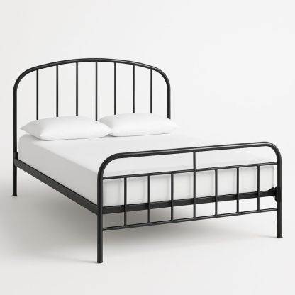 Lit métallique double noir 200x150 cm-Pureverdeaura