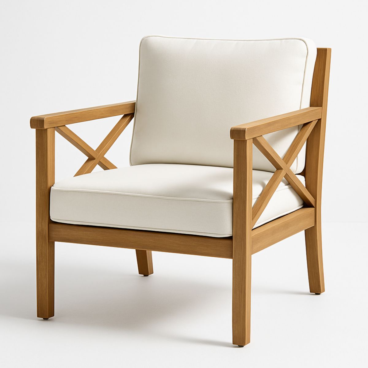 Chaise d'extérieur en bois massif et polyester beige 80x75x85 cm-Pureverdeaura