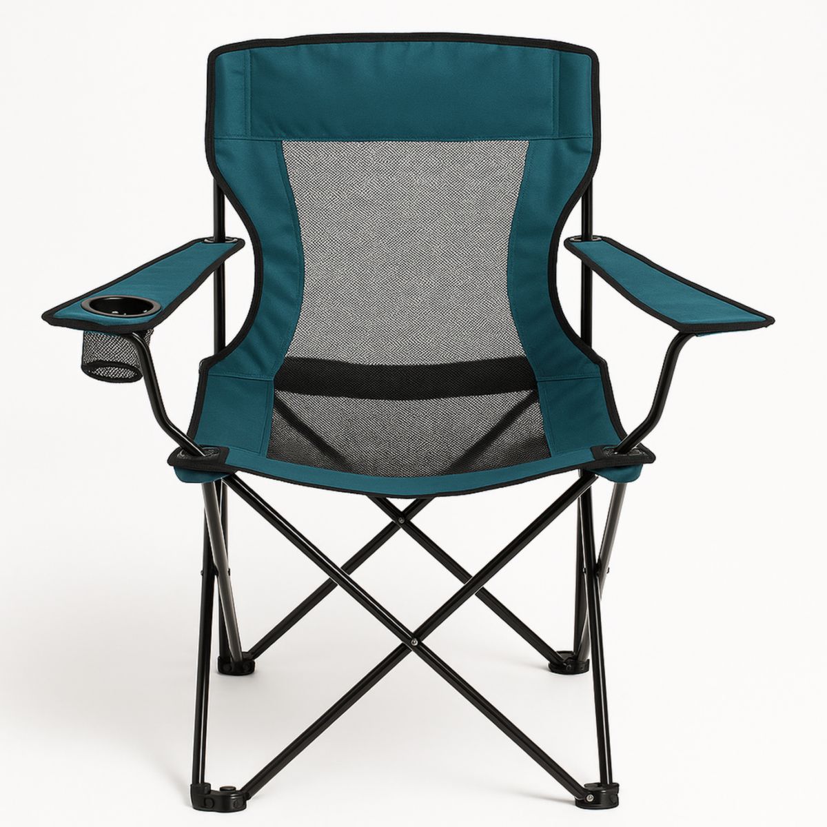 Chaise pliante de camping avec porte-gobelet et tissu maillé en polyester 88 cm x 54 cm x 54 cm-Pureverdeaura